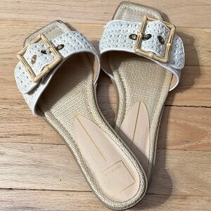 Dolce Vita Tan and Cream Sandals with Gold Buckle